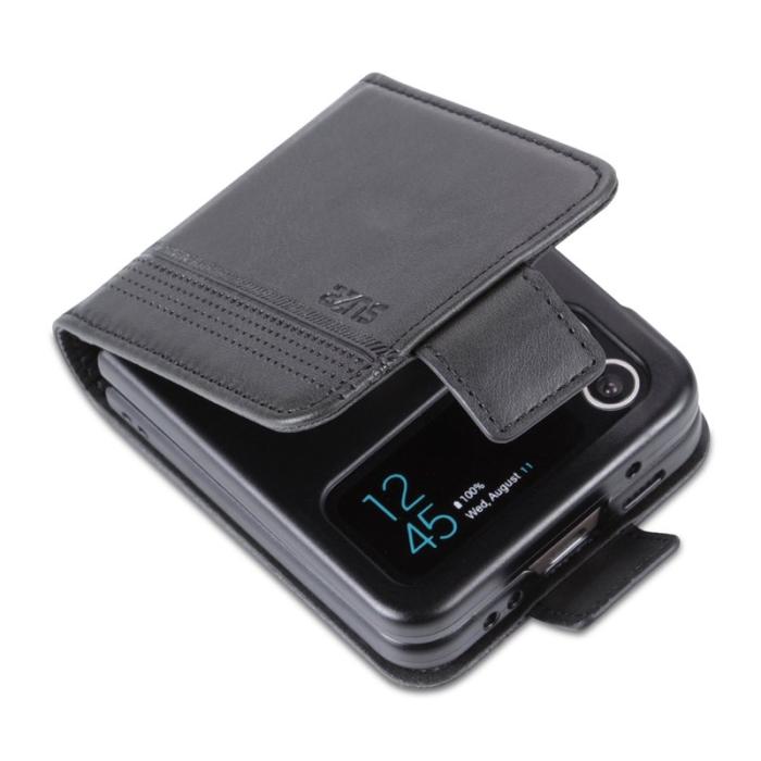 AZNS - AZNS Samsung Galaxy Z Flip4 Fodral Äkta läder - Svart