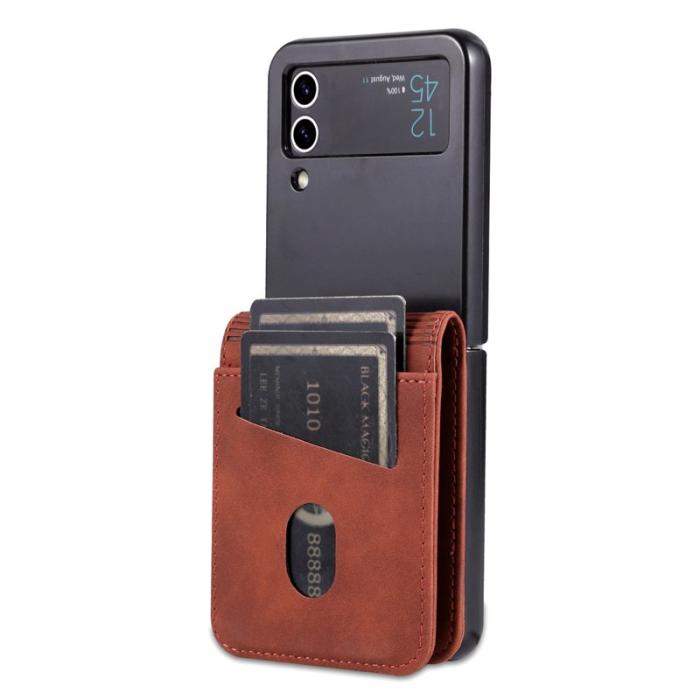 AZNS - AZNS Samsung Galaxy Z Flip4 Fodral PU Läder Kortfodral - Brun