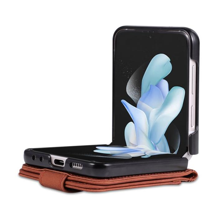 AZNS - AZNS Samsung Galaxy Z Flip4 Fodral PU Läder Kortfodral - Brun