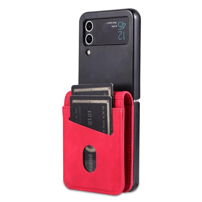 AZNS - AZNS Samsung Galaxy Z Flip4 Fodral PU Läder Kortfodral - Röd