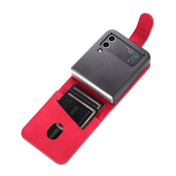 AZNS - AZNS Samsung Galaxy Z Flip4 Fodral PU Läder Kortfodral - Röd