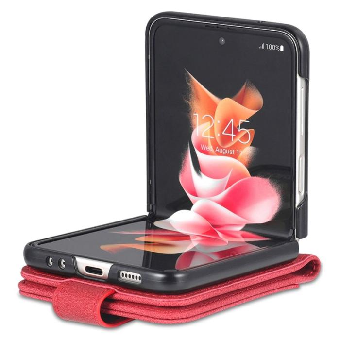 AZNS - AZNS Samsung Galaxy Z Flip4 Fodral PU Läder - Röd