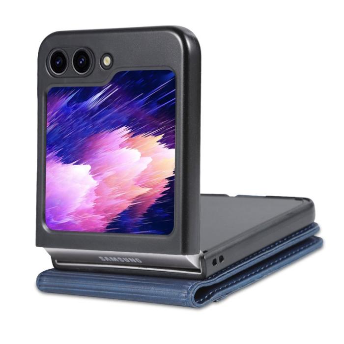 AZNS - AZNS Samsung Galaxy Z Flip5 Fodral Äkta läder - Blå