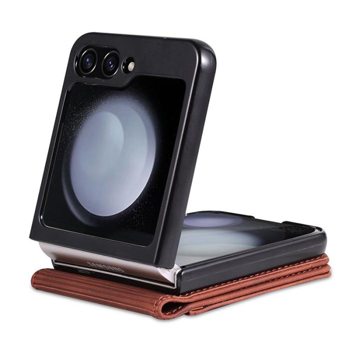 AZNS - AZNS Samsung Galaxy Z Flip5 Fodral Äkta läder - Brun