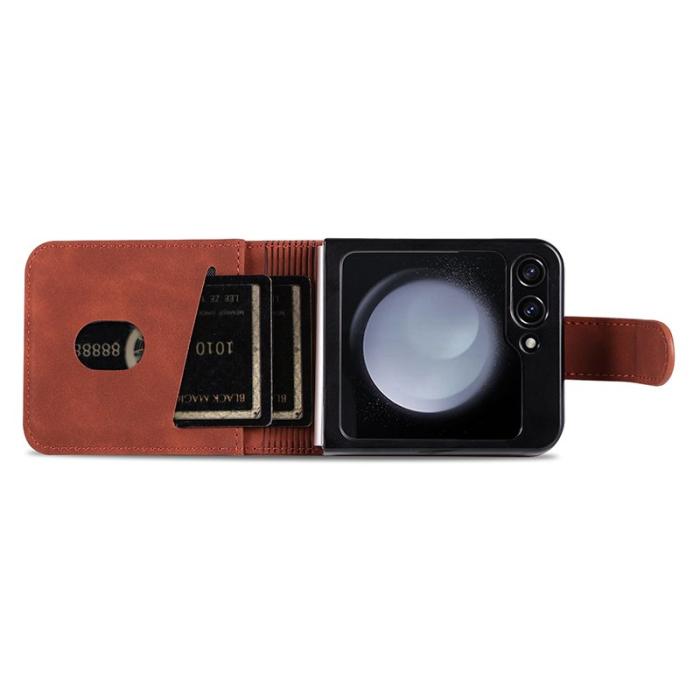 AZNS - AZNS Samsung Galaxy Z Flip5 Fodral Äkta läder - Brun