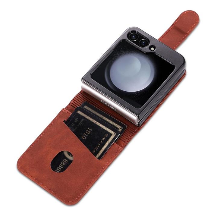 AZNS - AZNS Samsung Galaxy Z Flip5 Fodral Äkta läder - Brun