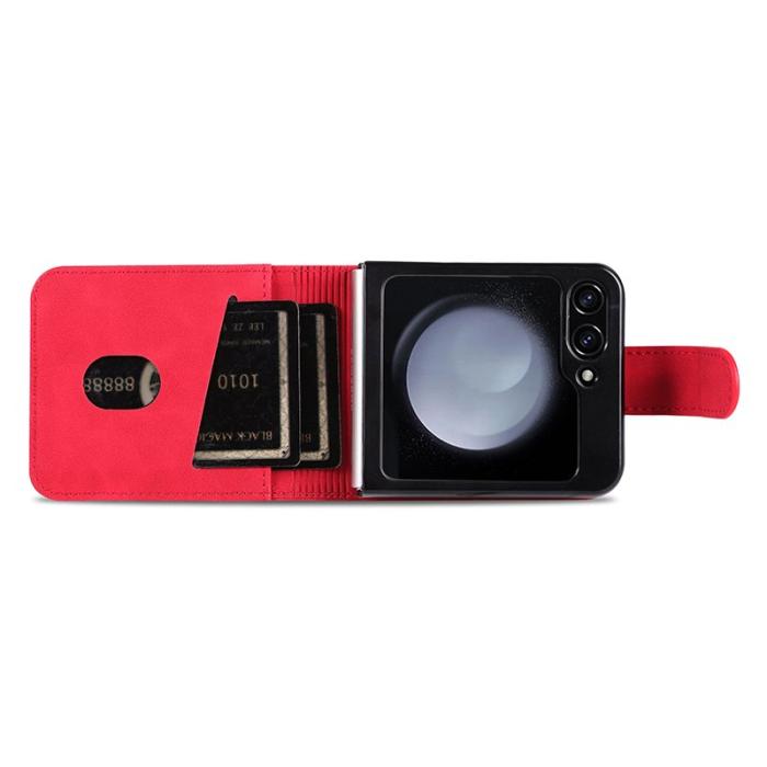 AZNS - AZNS Samsung Galaxy Z Flip5 Fodral Äkta läder - Röd