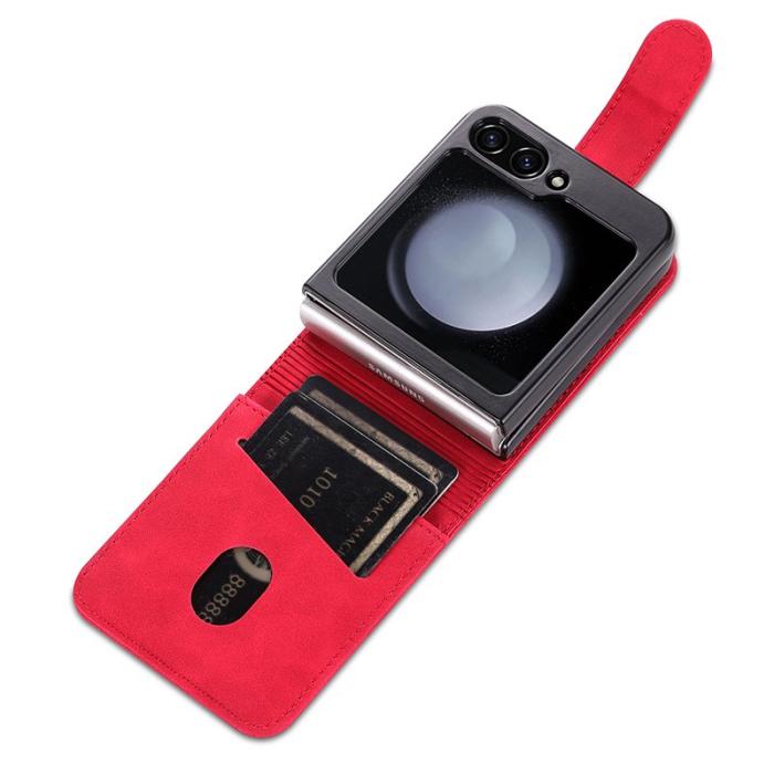 AZNS - AZNS Samsung Galaxy Z Flip5 Fodral Äkta läder - Röd