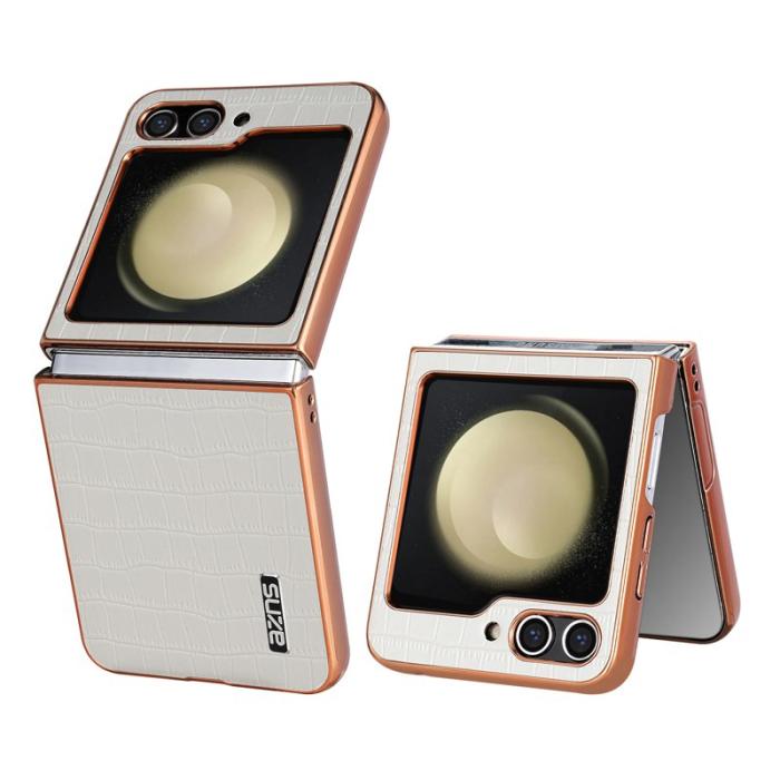 AZNS - AZNS Samsung Galaxy Z Flip5 Fodral Äkta läder - Vit