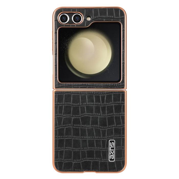 AZNS - AZNS Samsung Galaxy Z Flip5 Fodral Crocodile Textur PU+PC - Svart