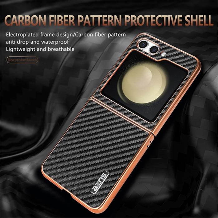 AZNS - AZNS Samsung Galaxy Z Flip5 Fodral - Electroplating PU+PC - Brun