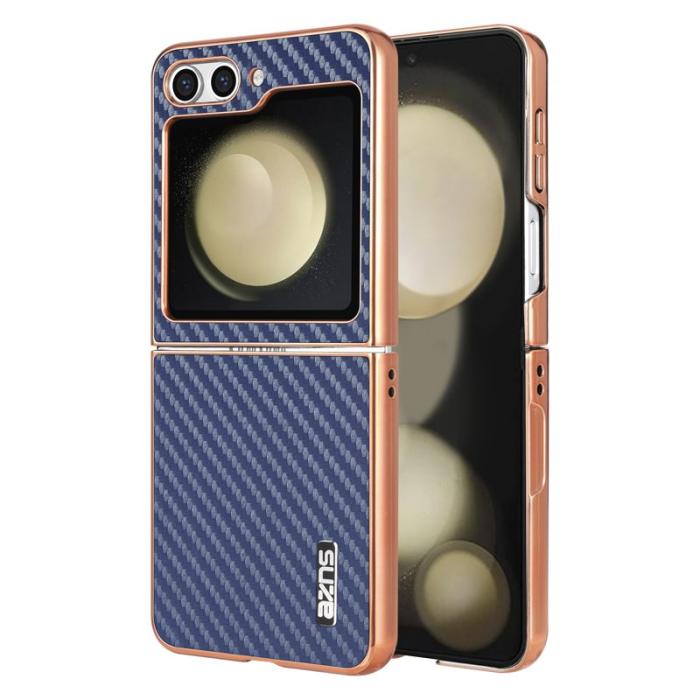 AZNS - AZNS Samsung Galaxy Z Flip5 Fodral - Elektropläterad Kolfiber PU+PC - Blå