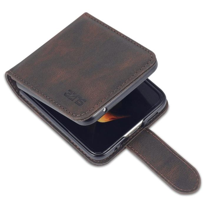AZNS - AZNS Samsung Galaxy Z Flip5 Fodral PU Läder - Brun