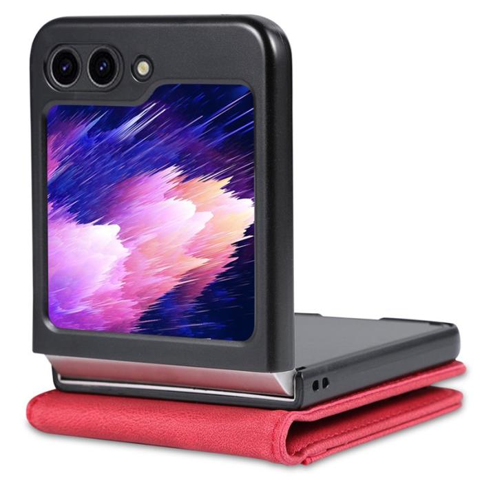 AZNS - AZNS Samsung Galaxy Z Flip5 Fodral PU Läder - Röd