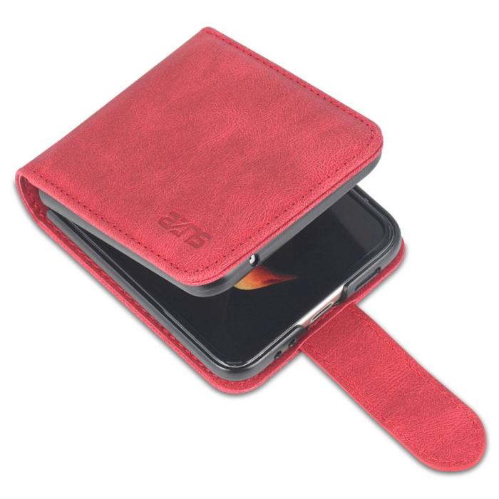 AZNS - AZNS Samsung Galaxy Z Flip5 Fodral PU Läder - Röd