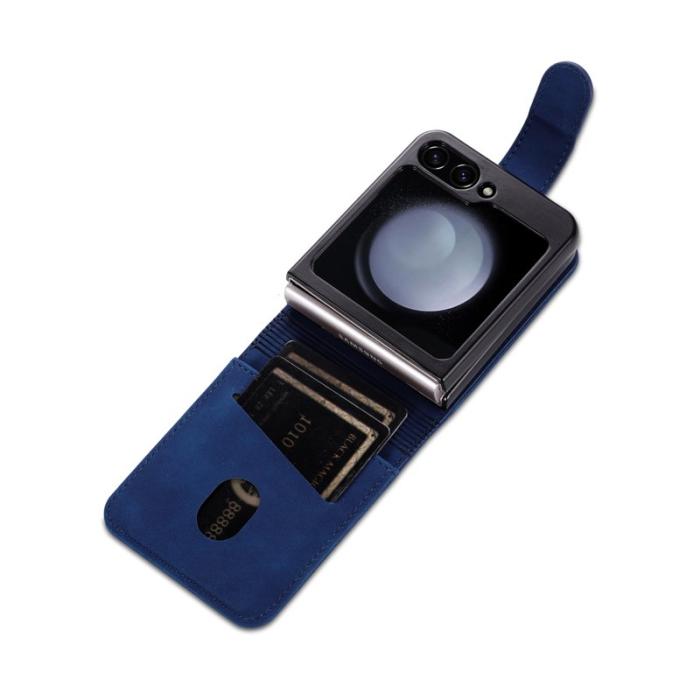 AZNS - AZNS Samsung Galaxy Z Flip7 FE Fodral Äkta läder - Blå
