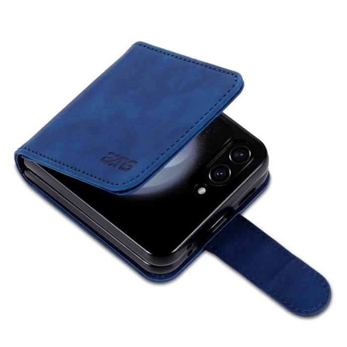 AZNS - AZNS Samsung Galaxy Z Flip7 FE Fodral Äkta läder - Blå