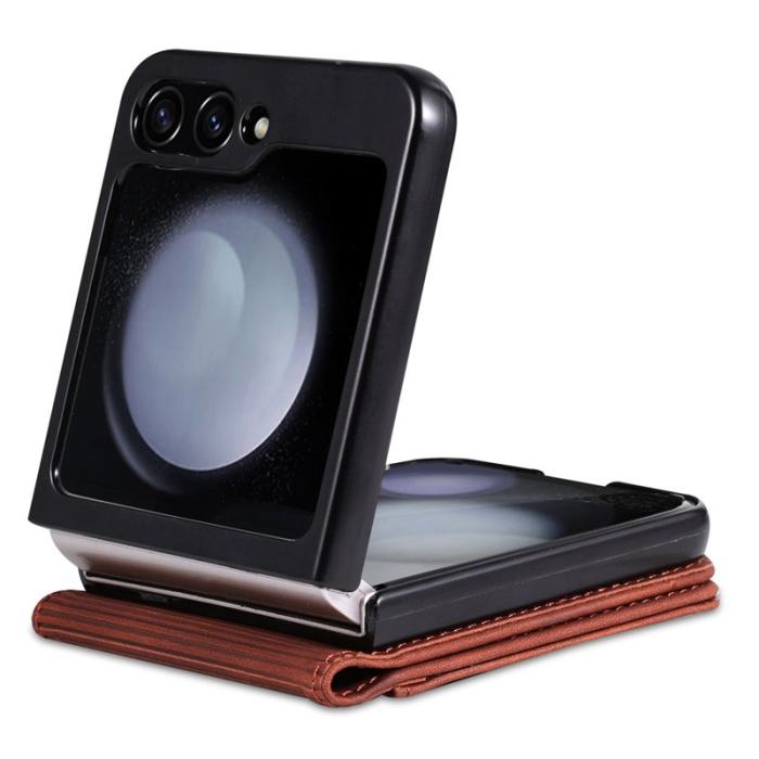AZNS - AZNS Samsung Galaxy Z Flip7 FE Fodral Äkta läder - Brun