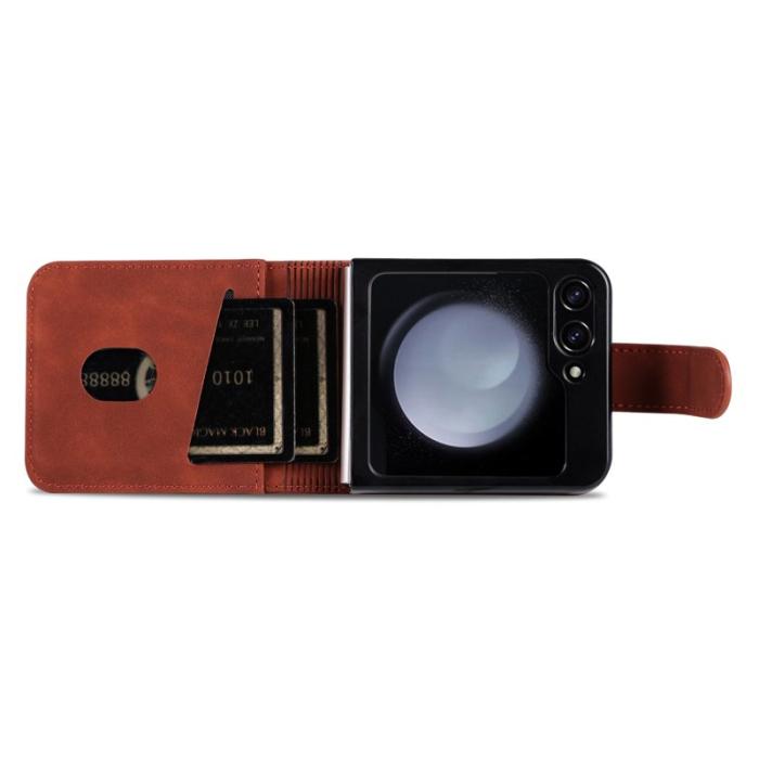 AZNS - AZNS Samsung Galaxy Z Flip7 FE Fodral Äkta läder - Brun