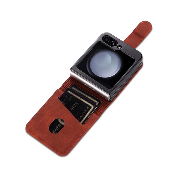 AZNS - AZNS Samsung Galaxy Z Flip7 FE Fodral Äkta läder - Brun