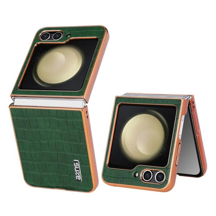 AZNS - AZNS Samsung Galaxy Z Flip7 FE Fodral Äkta läder - Grön