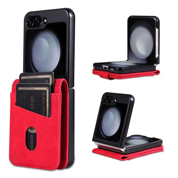 AZNS - AZNS Samsung Galaxy Z Flip7 FE Fodral Äkta läder - Röd