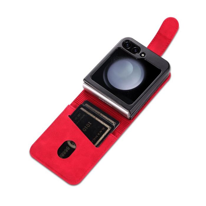 AZNS - AZNS Samsung Galaxy Z Flip7 FE Fodral Äkta läder - Röd