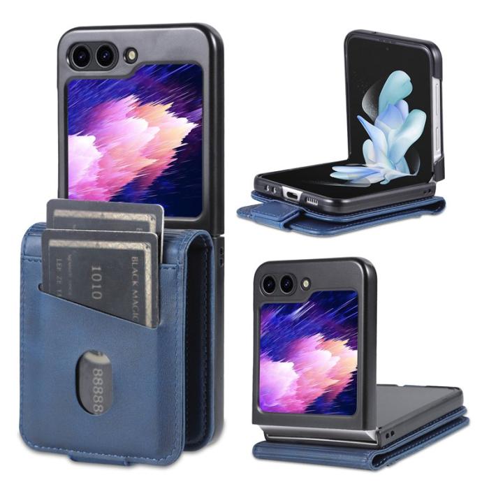 AZNS - AZNS Samsung Galaxy Z Flip7 FE Fodral Card Holder PU Läder - Blå
