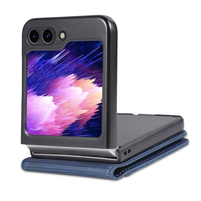 AZNS - AZNS Samsung Galaxy Z Flip7 FE Fodral Card Holder PU Läder - Blå