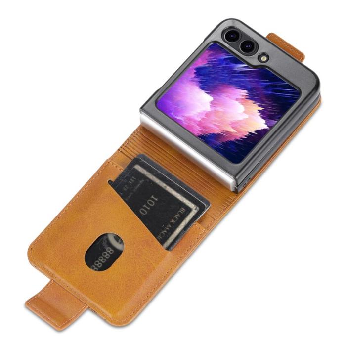 AZNS - AZNS Samsung Galaxy Z Flip7 FE Fodral Card Holder PU Läder - Brun