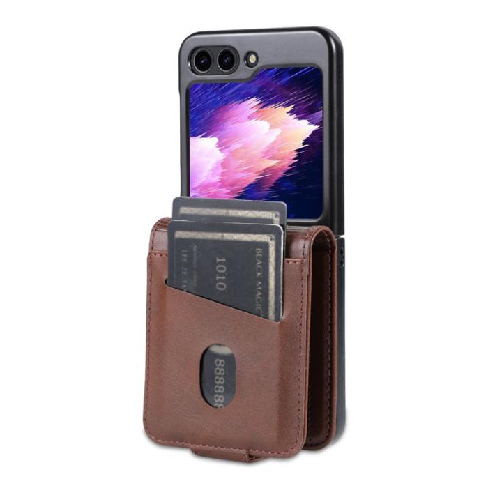 AZNS - AZNS Samsung Galaxy Z Flip7 FE Fodral Card Holder PU Läder - Coffee