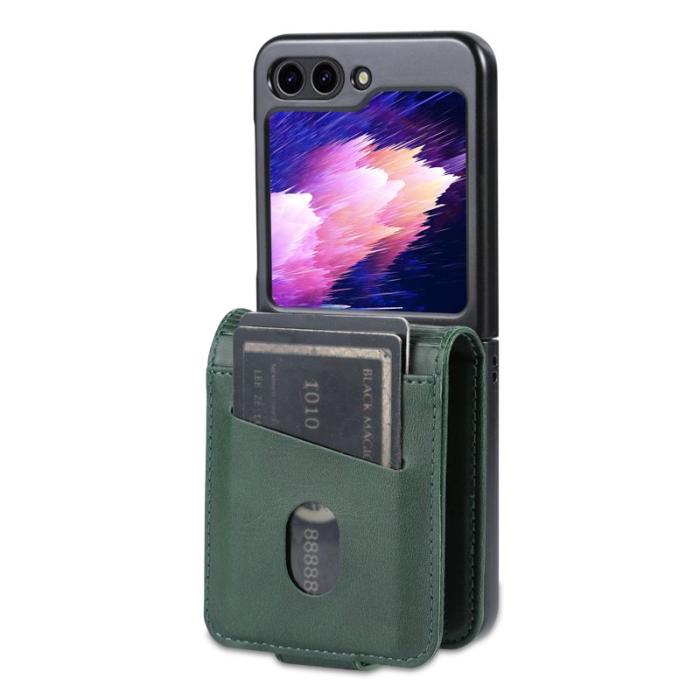 AZNS - AZNS Samsung Galaxy Z Flip7 FE Fodral Card Holder PU Läder - Grön