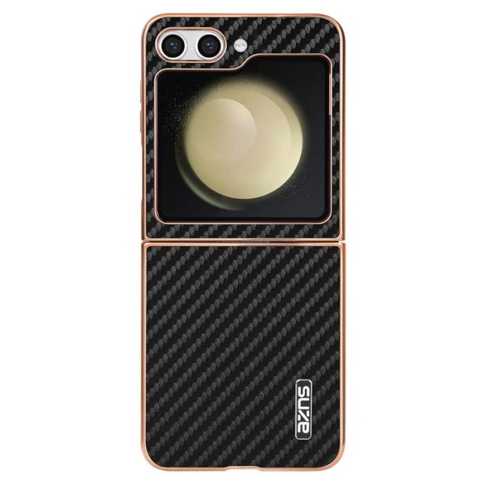 AZNS - AZNS Samsung Galaxy Z Flip7 FE Fodral - Elektropläterad Kolfiber - Svart