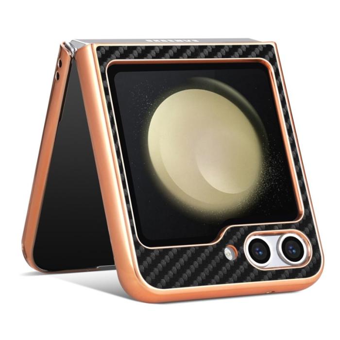 AZNS - AZNS Samsung Galaxy Z Flip7 FE Fodral - Elektropläterad Kolfiber - Svart