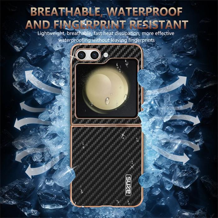 AZNS - AZNS Samsung Galaxy Z Flip7 FE Fodral - Elektropläterad Kolfiber - Svart