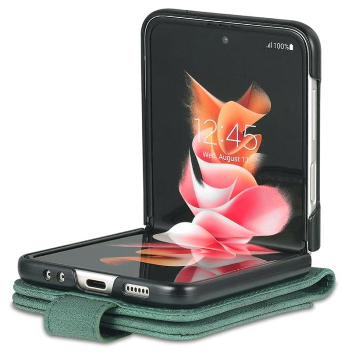 AZNS - AZNS Samsung Galaxy Z Flip7 FE Fodral PU Läder - Grön