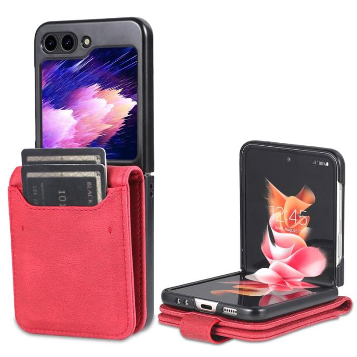 AZNS - AZNS Samsung Galaxy Z Flip7 FE Fodral PU Läder - Röd