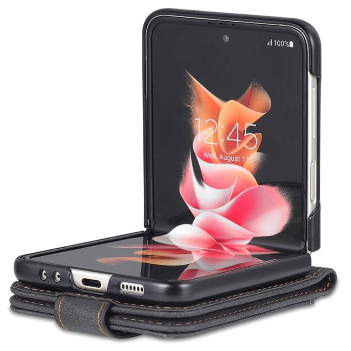 AZNS - AZNS Samsung Galaxy Z Flip7 FE Fodral PU Läder - Svart