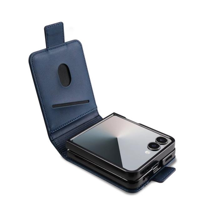 AZNS - AZNS Samsung Galaxy Z Flip7 Fodral Card Holder Äkta läder - Blå