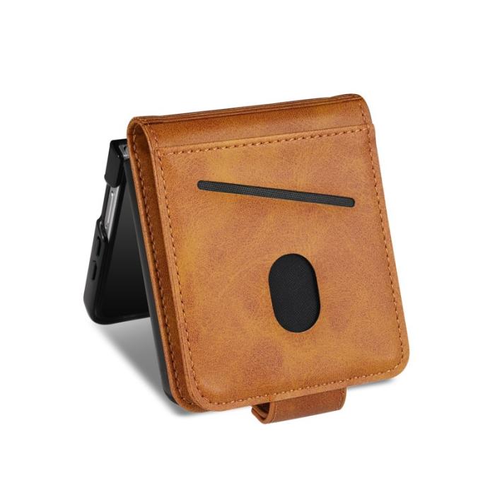 AZNS - AZNS Samsung Galaxy Z Flip7 Fodral Card Holder Äkta läder - Brun