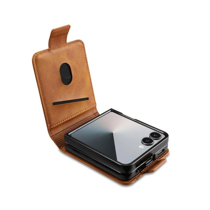 AZNS - AZNS Samsung Galaxy Z Flip7 Fodral Card Holder Äkta läder - Brun