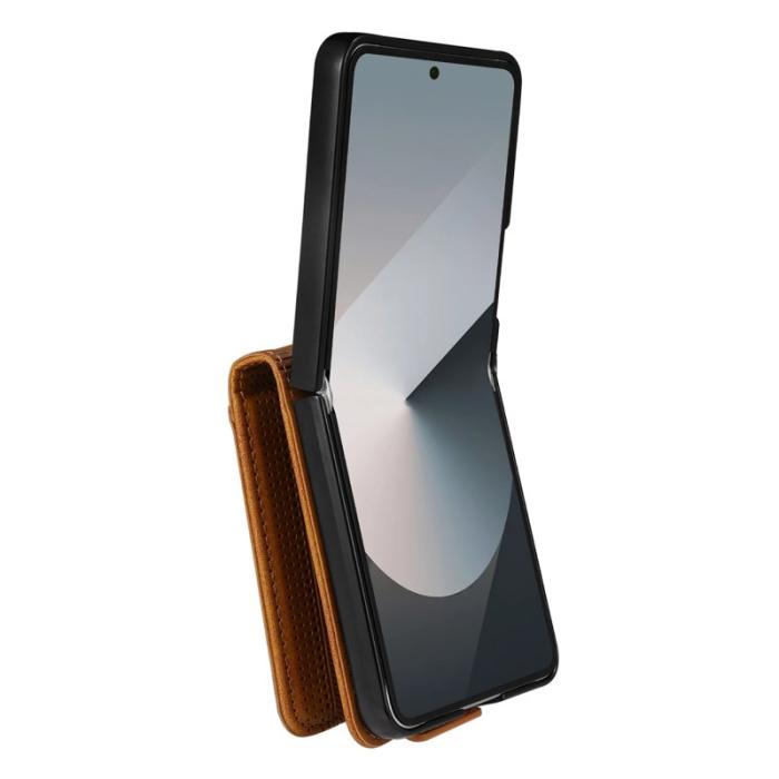 AZNS - AZNS Samsung Galaxy Z Flip7 Fodral Card Holder Äkta läder - Brun