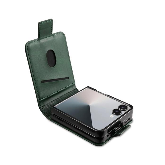 AZNS - AZNS Samsung Galaxy Z Flip7 Fodral Card Holder Äkta läder - Grön