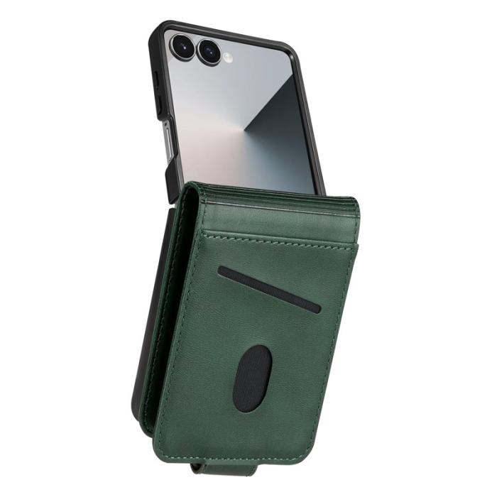 AZNS - AZNS Samsung Galaxy Z Flip7 Fodral Card Holder Äkta läder - Grön