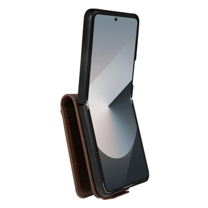 AZNS - AZNS Samsung Galaxy Z Flip7 Fodral Card Holder Äkta läder - Kaffe