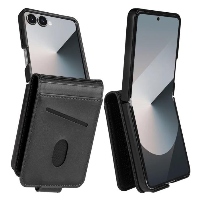 AZNS - AZNS Samsung Galaxy Z Flip7 Fodral Card Holder Äkta läder - Svart