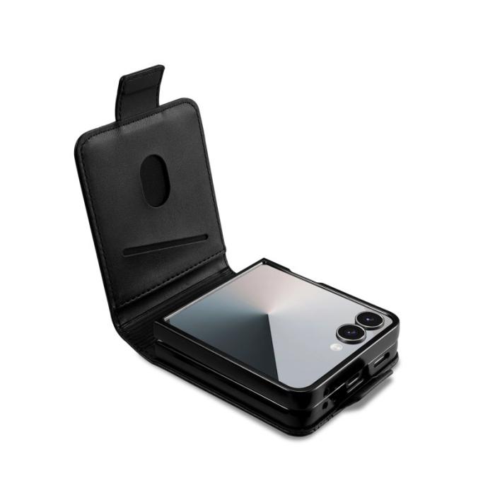 AZNS - AZNS Samsung Galaxy Z Flip7 Fodral Card Holder Äkta läder - Svart