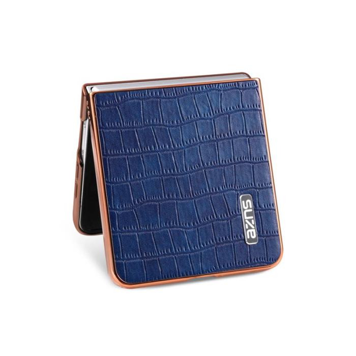 AZNS - AZNS Samsung Galaxy Z Flip7 Fodral - Electroplating Krokodil PU + PC - Blå
