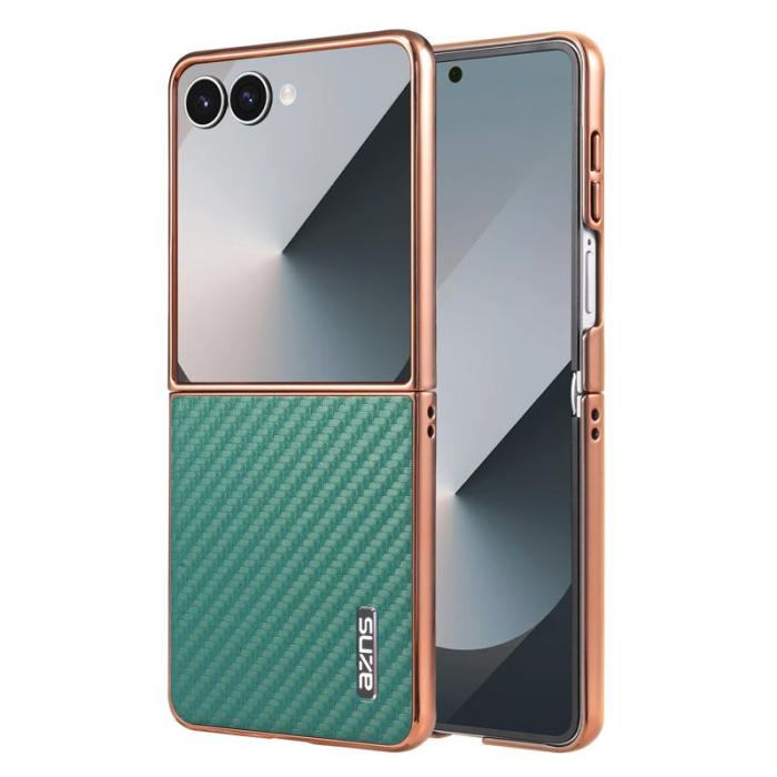 AZNS - AZNS Samsung Galaxy Z Flip7 Fodral - Elektropläterad Kolfiber PU+PC - Grön