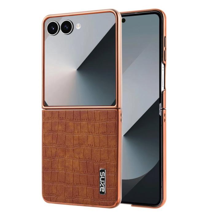 AZNS - AZNS Samsung Galaxy Z Flip7 Fodral - Elektroplätering PU + PC - Brun